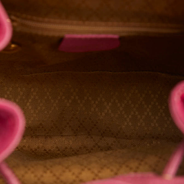 グッチ バンブー  リュック バックパック 1705 ピンク スウェード レザー レディース GUCCI 【中古】