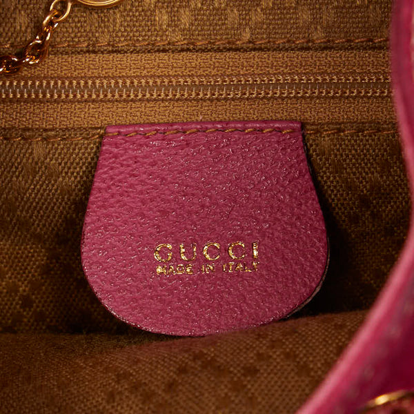 グッチ バンブー  リュック バックパック 1705 ピンク スウェード レザー レディース GUCCI 【中古】