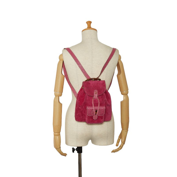 グッチ バンブー  リュック バックパック 1705 ピンク スウェード レザー レディース GUCCI 【中古】