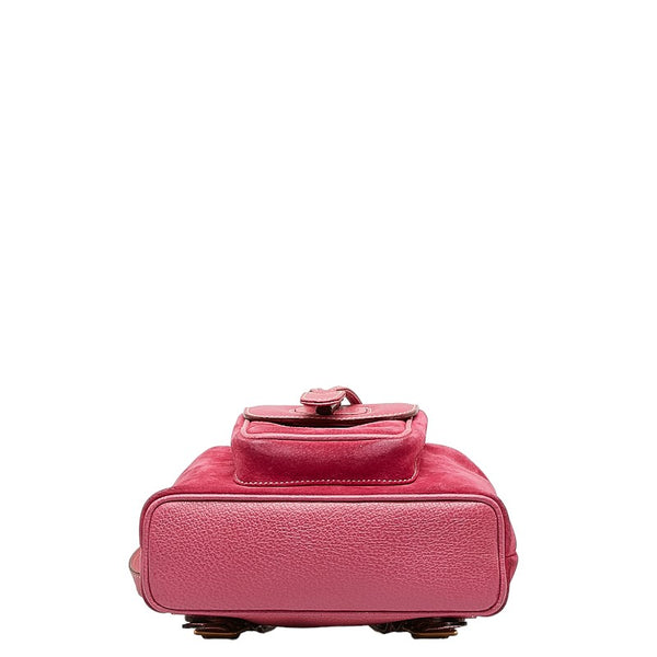 グッチ バンブー  リュック バックパック 1705 ピンク スウェード レザー レディース GUCCI 【中古】