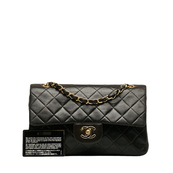 シャネル マトラッセ23 ダブルフラップ チェーン ショルダーバッグ  ブラック レザー レディース CHANEL 【中古】