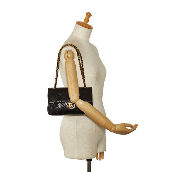 シャネル マトラッセ23 ダブルフラップ チェーン ショルダーバッグ  ブラック レザー レディース CHANEL 【中古】