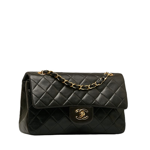 シャネル マトラッセ23 ダブルフラップ チェーン ショルダーバッグ  ブラック レザー レディース CHANEL 【中古】