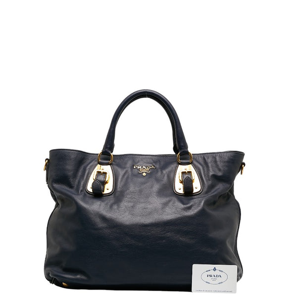 プラダ ハンドバッグ BN1902 ネイビー レザー レディース PRADA 【中古】