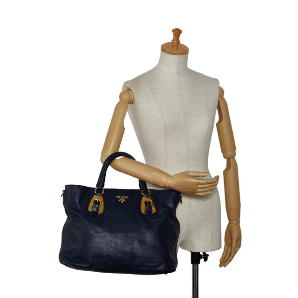 プラダ ハンドバッグ BN1902 ネイビー レザー レディース PRADA 【中古】