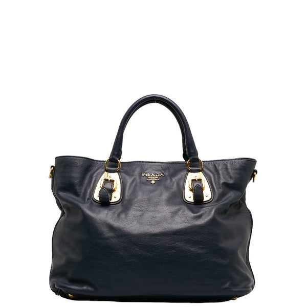 プラダ ハンドバッグ BN1902 ネイビー レザー レディース PRADA 【中古】