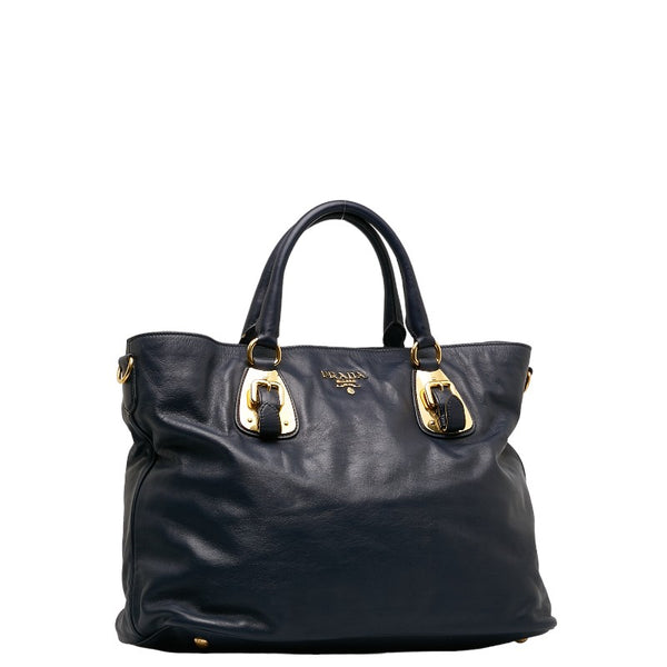 プラダ ハンドバッグ BN1902 ネイビー レザー レディース PRADA 【中古】