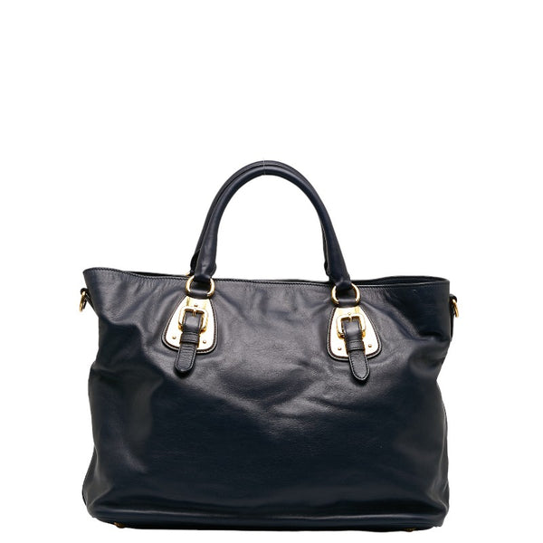 プラダ ハンドバッグ BN1902 ネイビー レザー レディース PRADA 【中古】