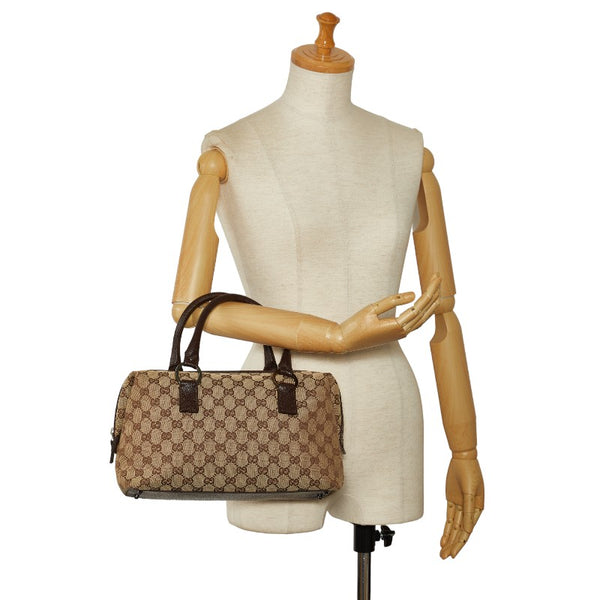 グッチ GGキャンバス ハンドバッグ ミニ ボストンバッグ 113009 ベージュ ブラウン キャンバス レザー レディース GUCCI 【中古】