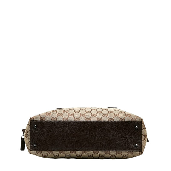 グッチ GGキャンバス ハンドバッグ ミニ ボストンバッグ 113009 ベージュ ブラウン キャンバス レザー レディース GUCCI 【中古】