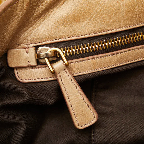ミュウ ミュウ ハート ラインストーン ハンドバッグ ショルダーバッグ 2WAY ベージュ レザー レディース Miu Miu 【中古】