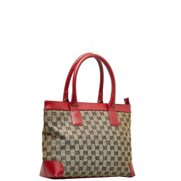 グッチ GGキャンバス ハンドバッグ 002 1119 204961 ベージュ レッド キャンバス レザー レディース GUCCI 【中古】
