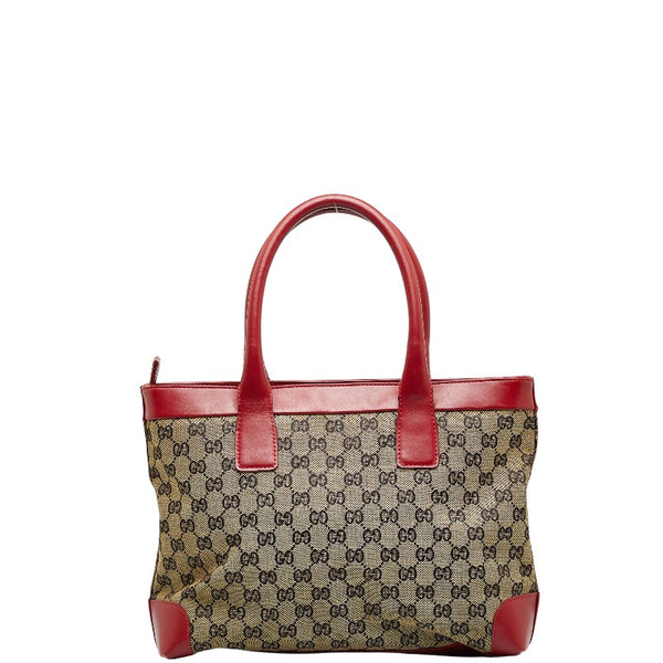 グッチ GGキャンバス ハンドバッグ 002 1119 204961 ベージュ レッド キャンバス レザー レディース GUCCI 【中古】