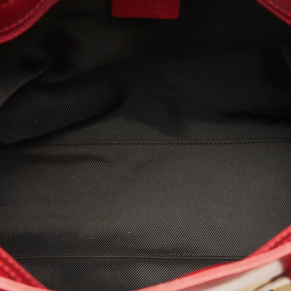 グッチ GGキャンバス ハンドバッグ 002 1119 204961 ベージュ レッド キャンバス レザー レディース GUCCI 【中古】