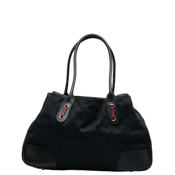 グッチ GGキャンバス プリンシー リボン ショルダーバッグ トートバッグ 163805 ブラック キャンバス レザー レディース GUCCI 【中古】