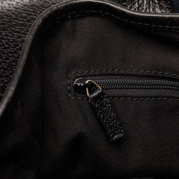 グッチ GGキャンバス プリンシー リボン ショルダーバッグ トートバッグ 163805 ブラック キャンバス レザー レディース GUCCI 【中古】