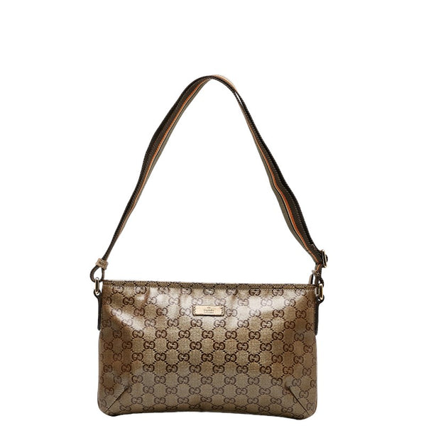 グッチ GGクリスタル 斜め掛け ショルダーバッグ 189749 ゴールド カーキ PVC レザー レディース GUCCI 【中古】
