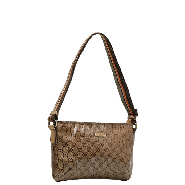 グッチ GGクリスタル 斜め掛け ショルダーバッグ 189749 ゴールド カーキ PVC レザー レディース GUCCI 【中古】
