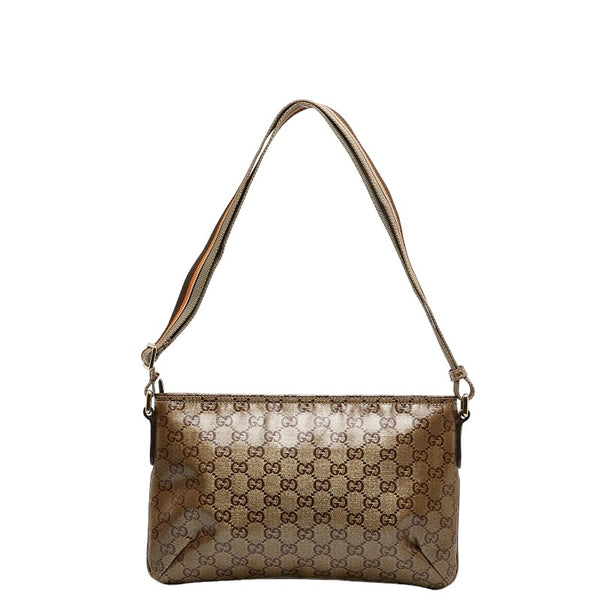 グッチ GGクリスタル 斜め掛け ショルダーバッグ 189749 ゴールド カーキ PVC レザー レディース GUCCI 【中古】