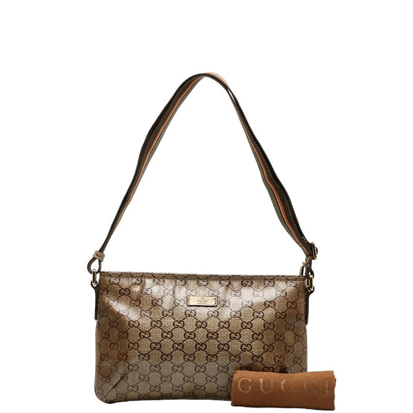 グッチ GGクリスタル 斜め掛け ショルダーバッグ 189749 ゴールド カーキ PVC レザー レディース GUCCI 【中古】