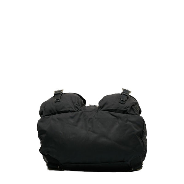 プラダ 三角ロゴプレート リュック バックパック ブラック ナイロン レザー レディース PRADA 【中古】