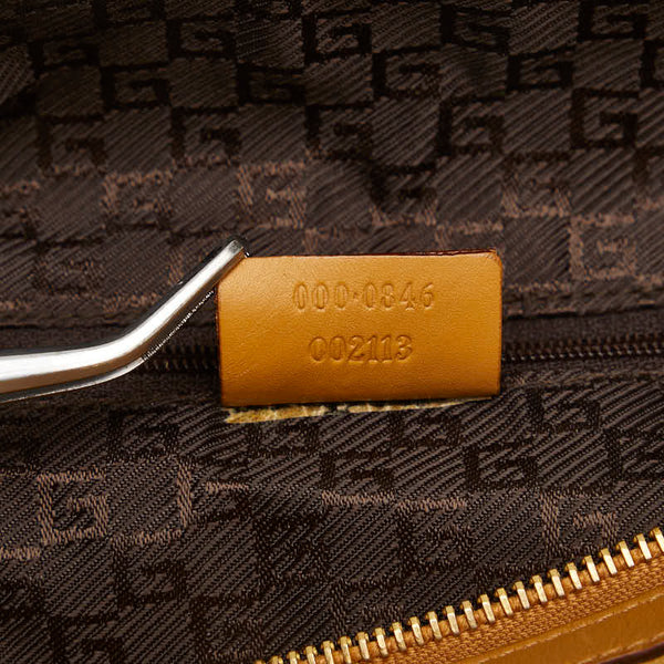 グッチ ロゴプレート ゴールド金具 ハンドバッグ ボストンバッグ 000 0846 ベージュ レザー スエード レディース GUCCI 【中古】