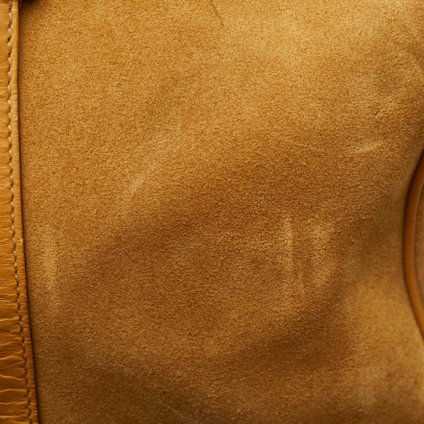 グッチ ロゴプレート ゴールド金具 ハンドバッグ ボストンバッグ 000 0846 ベージュ レザー スエード レディース GUCCI 【中古】