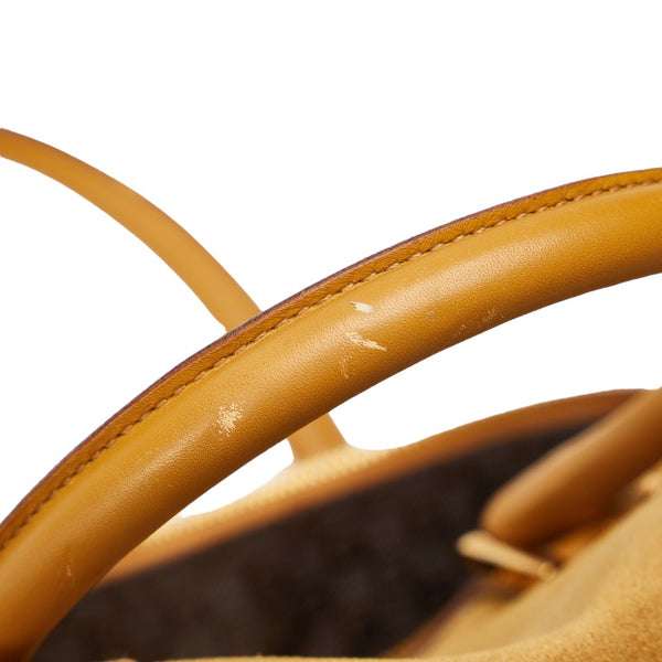 グッチ ロゴプレート ゴールド金具 ハンドバッグ ボストンバッグ 000 0846 ベージュ レザー スエード レディース GUCCI 【中古】