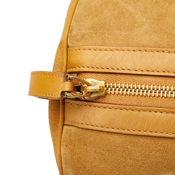 グッチ ロゴプレート ゴールド金具 ハンドバッグ ボストンバッグ 000 0846 ベージュ レザー スエード レディース GUCCI 【中古】