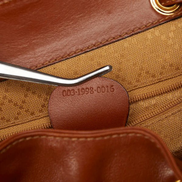 グッチ バンブー  リュック バックパック 1998 ブラウン レザー レディース GUCCI 【中古】