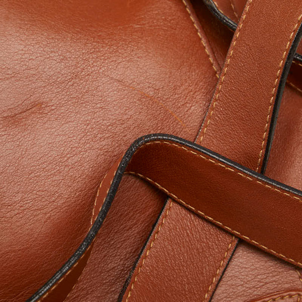 グッチ バンブー  リュック バックパック 1998 ブラウン レザー レディース GUCCI 【中古】