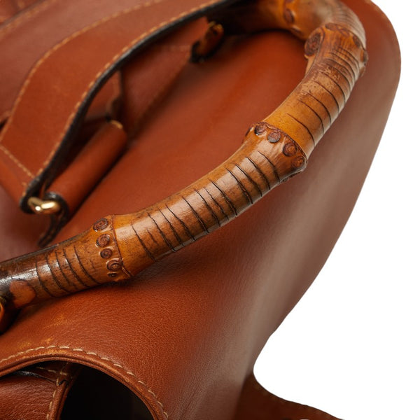 グッチ バンブー  リュック バックパック 1998 ブラウン レザー レディース GUCCI 【中古】