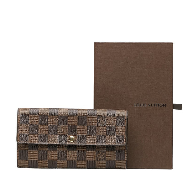 ルイ ヴィトン ダミエ ポルトフォイユ サラ 長財布 ロングウォレット N61734 ブラウン PVC レザー レディース LOUIS VUITTON 【中古】