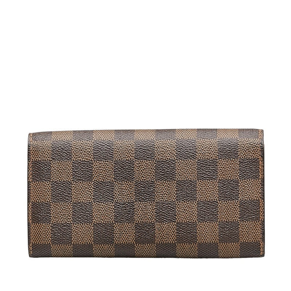 ルイ ヴィトン ダミエ ポルトフォイユ サラ 長財布 ロングウォレット N61734 ブラウン PVC レザー レディース LOUIS VUITTON 【中古】