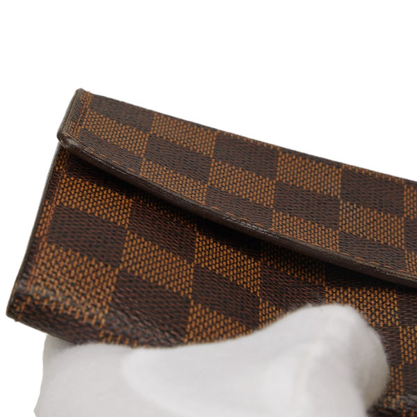 ルイ ヴィトン ダミエ ポルトフォイユ サラ 長財布 ロングウォレット N61734 ブラウン PVC レザー レディース LOUIS VUITTON 【中古】