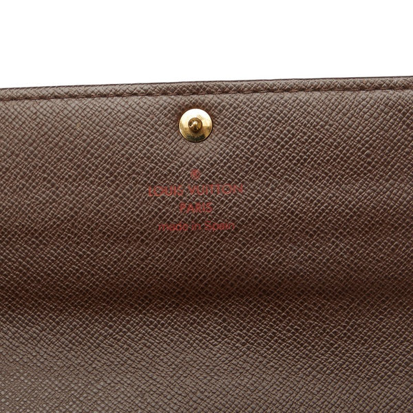 ルイ ヴィトン ダミエ ポルトフォイユ サラ 長財布 ロングウォレット N61734 ブラウン PVC レザー レディース LOUIS VUITTON 【中古】
