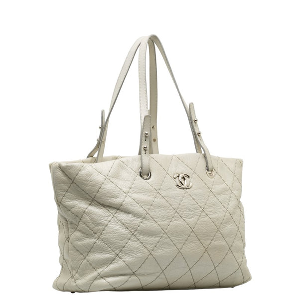 シャネル マトラッセ ココマーク ショルダーバッグ トートバッグ グレー レザー レディース CHANEL 【中古】