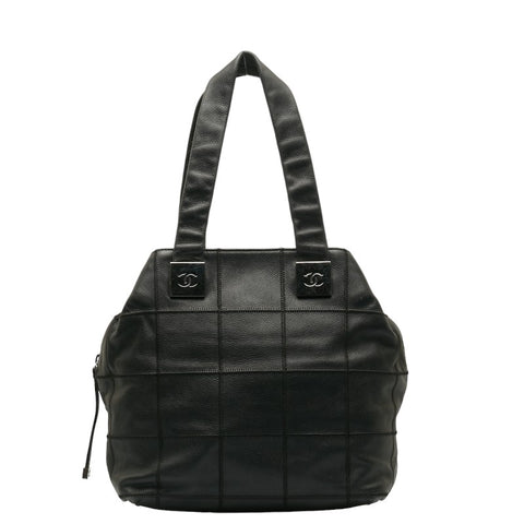 シャネル チョコバー トートバッグ ブラック キャビアスキン レディース CHANEL 【中古】