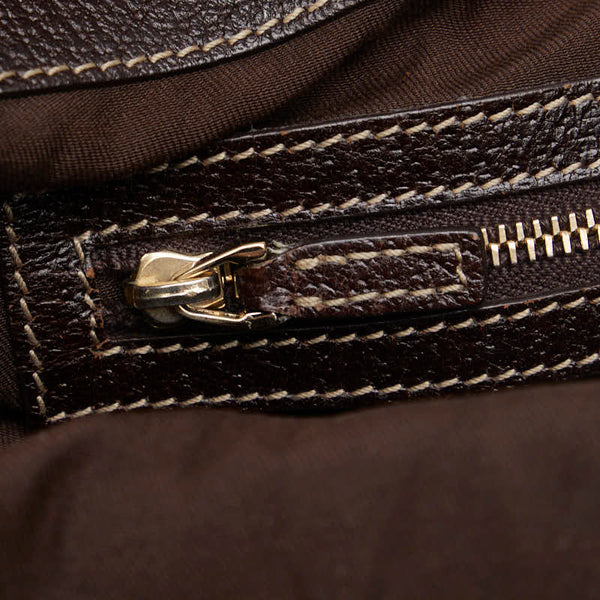 グッチ GGキャンバス ワンショルダーバッグ ハンドバッグ 154982 ブラウン ベージュ キャンバス レザー レディース GUCCI 【中古】