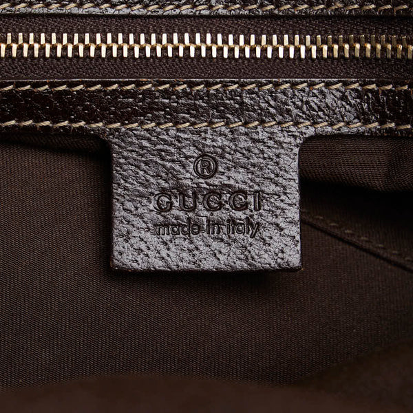 グッチ GGキャンバス ワンショルダーバッグ ハンドバッグ 154982 ブラウン ベージュ キャンバス レザー レディース GUCCI 【中古】