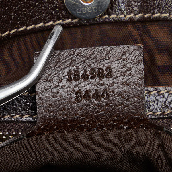 グッチ GGキャンバス ワンショルダーバッグ ハンドバッグ 154982 ブラウン ベージュ キャンバス レザー レディース GUCCI 【中古】