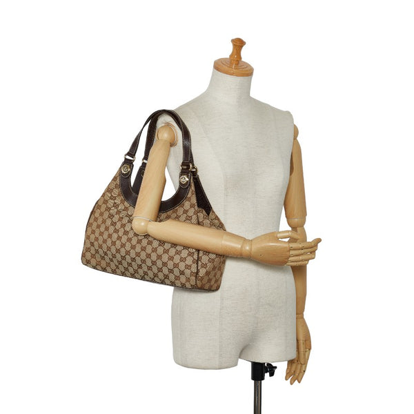 グッチ GGキャンバス ワンショルダーバッグ ハンドバッグ 154982 ブラウン ベージュ キャンバス レザー レディース GUCCI 【中古】