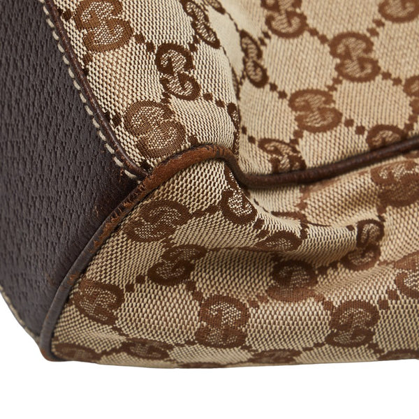 グッチ GGキャンバス ワンショルダーバッグ ハンドバッグ 154982 ブラウン ベージュ キャンバス レザー レディース GUCCI 【中古】