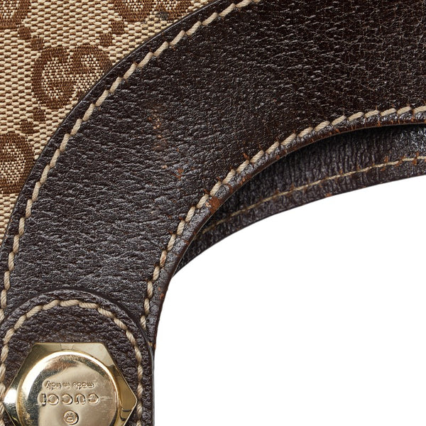 グッチ GGキャンバス ワンショルダーバッグ ハンドバッグ 154982 ブラウン ベージュ キャンバス レザー レディース GUCCI 【中古】