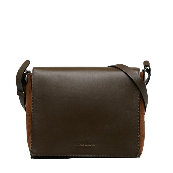 バーバリー 斜め掛け ショルダーバッグ ブラウン レザー スエード レディース BURBERRY 【中古】