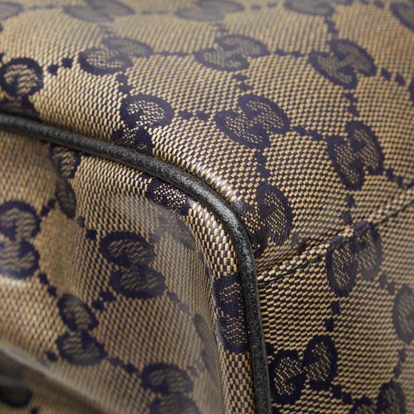 グッチ GGクリスタル ハンドバッグ ミニボストンバッグ 257289 ネイビー PVC レザー レディース GUCCI 【中古】