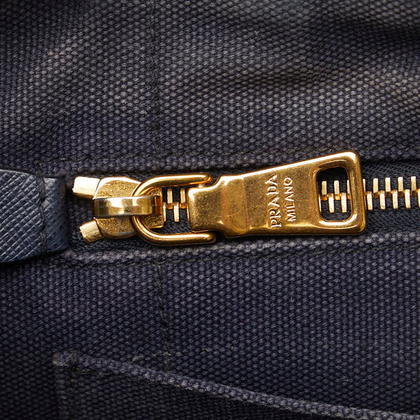 プラダ カナパSS ハンドバッグ ショルダーバッグ 2WAY ネイビー キャンバス レディース PRADA 【中古】
