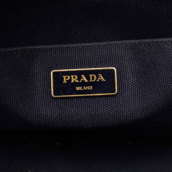 プラダ カナパSS ハンドバッグ ショルダーバッグ 2WAY ネイビー キャンバス レディース PRADA 【中古】