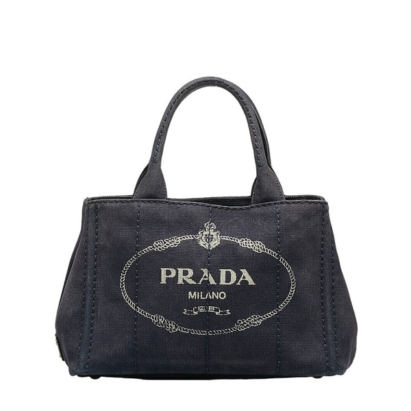 プラダ カナパSS ハンドバッグ ショルダーバッグ 2WAY ネイビー キャンバス レディース PRADA 【中古】