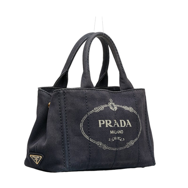 プラダ カナパSS ハンドバッグ ショルダーバッグ 2WAY ネイビー キャンバス レディース PRADA 【中古】